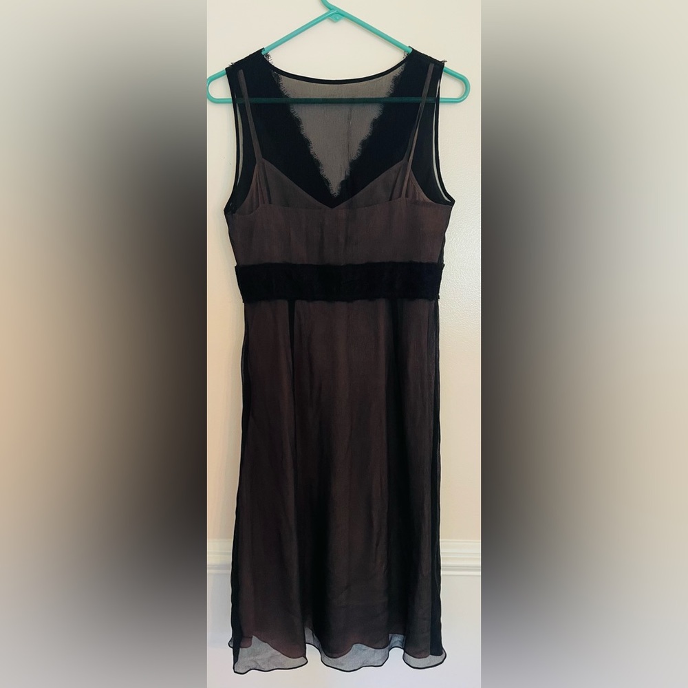 ANN TAYLOR LOFT SILK BLACK Sleeveless Dress Lace Size 6 - Picture 2 of 4